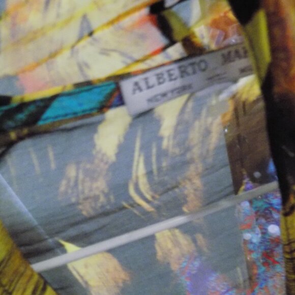 Alberto Makali rare 100% silk cardigan topper wrap s m art to wear boho - Picture 8 of 9